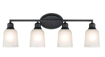 Portfolio LWS3074D1 4-Light Matte Black Vanity Light Fixture, 30.4" W, Dimmable