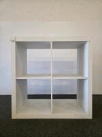 Abstract Picture & White 4-Cube Storage Shelf; Blue/Brown/Beige Design, Modular - 2