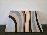 Abstract Picture & White 4-Cube Storage Shelf; Blue/Brown/Beige Design, Modular - 3