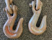 12 ft Steel Tow/Logging Chain with Clevis Grab Hooks, Heavy-Duty, Rusted, D Marked - 2