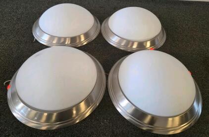 Brushed Nickel 3-Light Ceiling Flush Mount Fixtures, Set of 4, 15.25" Diameter