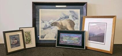 Set of 5 Framed Limited Edition & Gicl&eacute;e Art Prints &ndash; Wildlife, Landscape, Nature, Signed, COA (G)