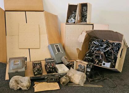 Large Lot Vintage Square D, Allen-Bradley Industrial Electrical Hardware, Covers, Sockets, Clamps (H)