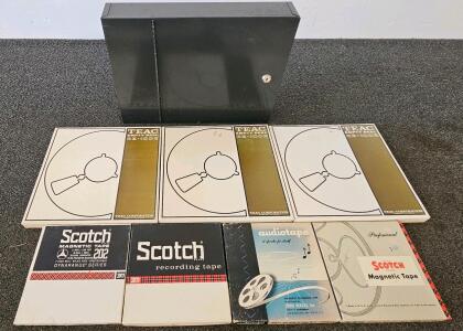 TEAC RE-1002 & Scotch 202 Reel-to-Reel Tapes with Lockable Storage Box
