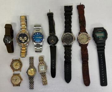 Lot of 12 Vintage Watches &ndash; Timex, Seiko 5, Gruen Chronograph, Acqua Digital, Various Styles