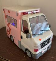 Large Toy Ambulance Playset, Ride-On Tricycle, 80-Piece Building Blocks Set, Crate Included - 3