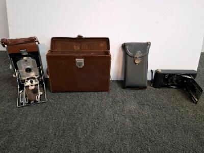 Polaroid Model 95 Land Camera & Kodak Anastigmat Folding Camera w/ Original Leather Cases ( shelf E)
