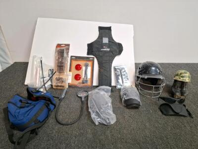 1975 Jim Beam "Short Timer" Military Boots & Helmet Decanter, 8.25" Tall, 750ml Capacity, baseball helmet, Harley taillights, sunglasses, and more ( shelf G)