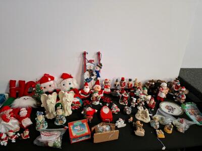 Assorted Vintage & Modern Christmas Figurines, Nutcrackers, Ornaments, Plush &ndash; 30+ Piece Bundle ( shelf G)
