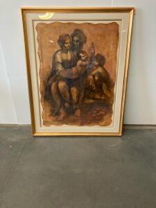 Framed Print after Leonardo da Vinci, The Virgin and Child with Saint Anne, Gold Frame