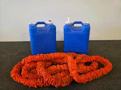 2 Reliance Aqua-Tainer 7 Gallon Water Containers with Tap and 20ft Orange Kinetic Recovery Rope