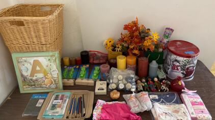 Mixed Lot: Madame Alexander Dolls, Winnie the Pooh Art, Candles, Crafts, Baby Clothes & More