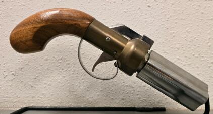 CMC Pepperbox Cap & Ball Percussion Revolver, .36 caliber, 4-Barrel, Brass Frame, Serial #9038 P