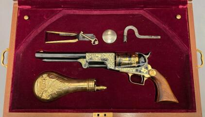 Colt 1847 Walker Sam Houston Commemorative, .44 Cal, Gold Engraved, Case & Accessories, SN: 1835