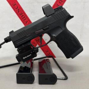 SIG Sauer P365 X 9mm Pistol, 3.1" Barrel, Optic, Threaded, 2 Mags, Olight Baldr Mini, SN: 66B925091