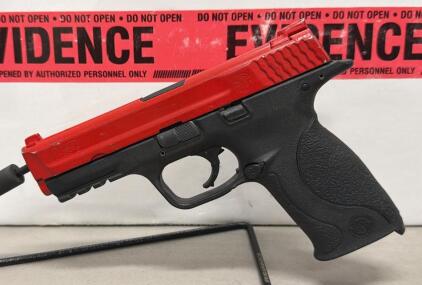 Smith & Wesson M&P 9mm Semi-Automatic Pistol, Red Slide, Serial DXD2008 (No Magazine Included)
