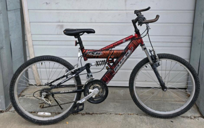 Mongoose DXR MGX Bike Bike, 21-Speed, Full Suspension, 24" Wheels, Red/Black
