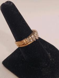 10K Yellow Gold Diamond Cluster Ring with Channel Set Design