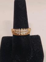 10K Yellow Gold Diamond Cluster Ring with Channel Set Design - 3