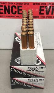 Norinco ChinaSports .308 Win 147gr FMJ Ammunition &ndash; 40 Rounds, Non-Corrosive, Steel Case