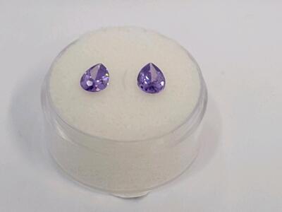 2.00ct Natural Pair of Faceted Pear Cut Purple Tanzanite Gemstones