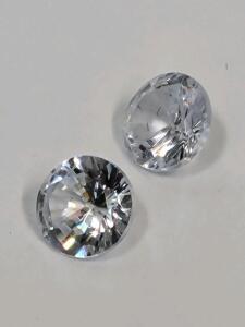 1.20ct Natural Pair of Faceted Round Cut White Sapphire Gemstones