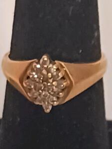 10K Yellow Gold Men's Diamond Cluster Ring, Approx. 1.0 ct Total Weight