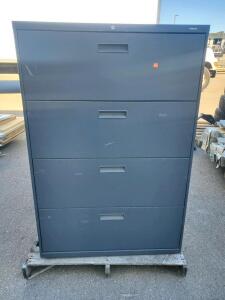 4-Drawer Steel Lateral Filing Cabinet, Dark Gray, 36"x18"x53", Locking, Heavy Duty