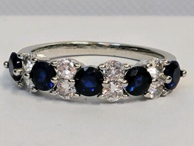 Blue & White Sapphire Ring, Size 8