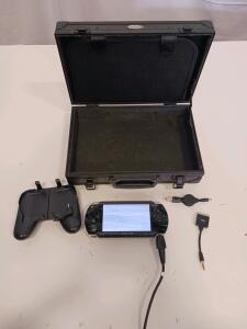 Sony PlayStation Portable PSP-1001 Black Bundle with Case, AV Adapter, Charging Cables, Grip
