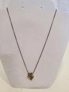 Gold Plated Sterling Silver Double Heart Pendant Necklace, CZ Stones, 18" Box Chain, 925 China