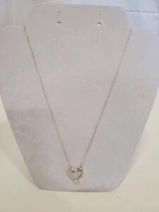 Sterling Silver Heart Pendant Necklace with 0.75 ct Round Cubic Zirconia, 18" Chain