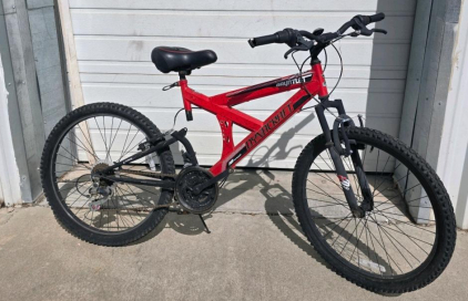 Dynacraft Gauntlet 26" Mountain Bike, 18-Speed, Full Suspension, Red/Black