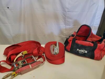 Protecta 1200101 Web Horizontal Lifeline Kit, 60 ft, 5000 lbs Capacity, Ratchet, Bag