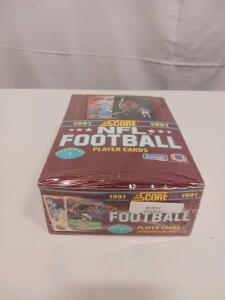 1991 Score NFL Football Cards Sealed Wax Box, Series 1, 44 Packs, 704 Cards, Costco Sticker