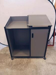 Mobile Utility Cart/Cabinet with Fold-Down Work Surface and Casters