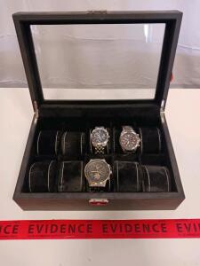 Set of Three Men's Wristwatches: Two Citizen Eco-Drive Models, One Unknown Brand, with Case