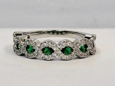 Green Emerald 5-Stone Ring, Size 8