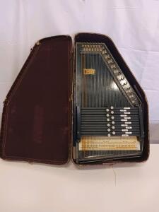 Oscar Schmidt 15-Chord Autoharp, 36 Strings, Vintage Hard Case, Black Finish, Jersey City Label