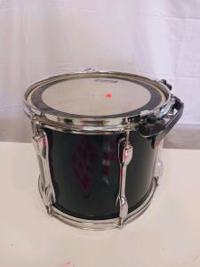 12"x8" Black Mounted Rack Tom Drum, 6-Lug, Chrome Hardware, Remo Pinstripe Head