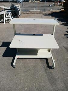 Mobile Workstation Cart with Dual Shelves, Lower Storage Platform, and Cable Management
