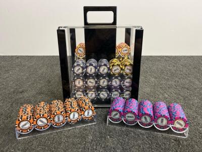 Monte Carlo Poker Club Gold Edition 200-Piece Clay Composite Poker Chip Set with Acrylic Case (C)