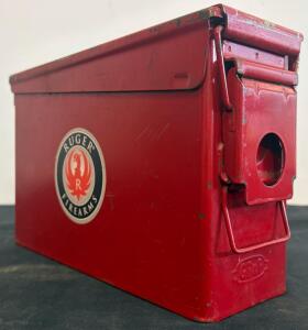 Ruger Firearms Red Custom .50 Cal Metal Ammo Can, M2A1 Style, GDP Stamped, US Military Surplus (Shelf C)