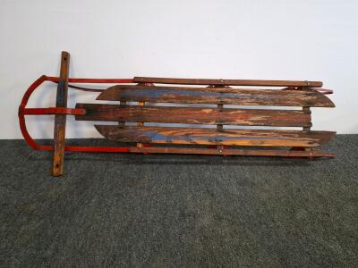 Vintage 1940s Flexible Flyer Airline Junior Sled &ndash; 53" Wooden & Metal Runner Sled ( connex 6)