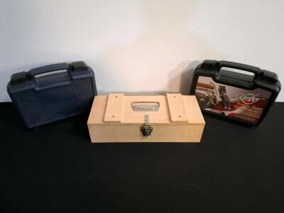 Kimber Rimfire Target Kit Case, Wolverine Handgun Case, Pullman Wood Pistol Box, Set of 3 (E)