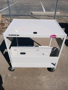 Metal AV/Projector Cart with 2 Shelves, Cable Management, and Swivel Casters