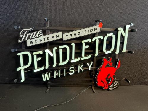 Pendleton Whisky Neon Sign 26"x18" Bar Light, Let&rsquo;er Buck Rodeo Rider, Western Decor (E)