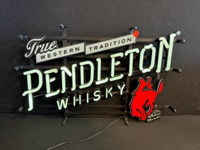Pendleton Whisky Neon Sign 26"x18" Bar Light, Let&rsquo;er Buck Rodeo Rider, Western Decor (E)