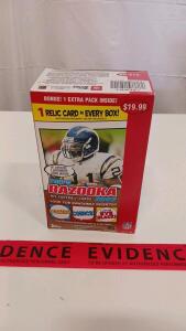 2005 Topps Bazooka NFL Football Trading Card Box &ndash; 11 Packs, 1 Relic Card Guaranteed
