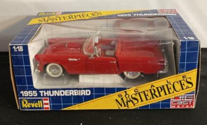Revell 1:18 Scale 1955 Ford Thunderbird Die-Cast Model Car &ndash; Red Convertible with Original Box (B)